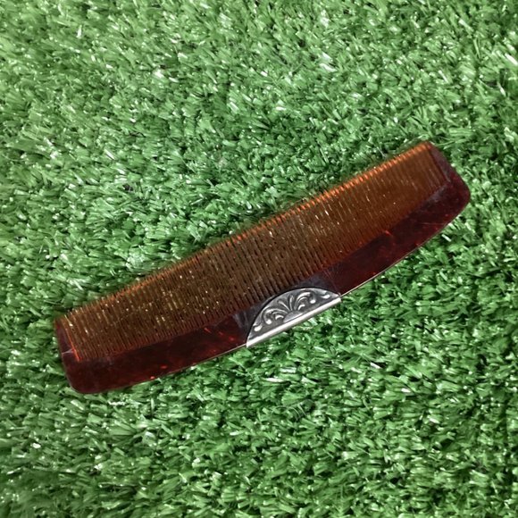 Antique Denmark Silverplate Compact Comb w/ Shell Case - Picture 4 of 14